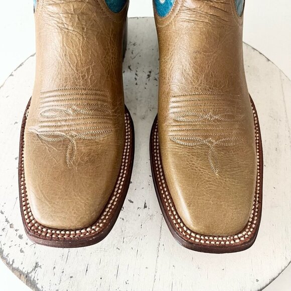 Rod Patrick Womens Cowboy Boots 8AA Brown Turquoise Western Cowgirl Square Toe - Picture 6 of 12